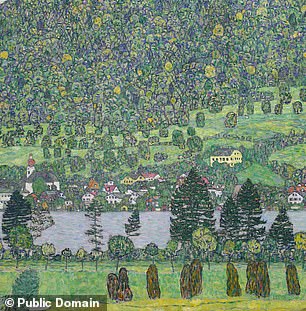 The 1916 Waldabhang bei Unterach in Attersee, or Forest Slope in Unterach on the Attersee painted by Klimt