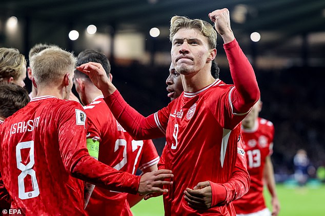 Rasmus Hojlund had equalised from the spot to make it 1-1 on the night