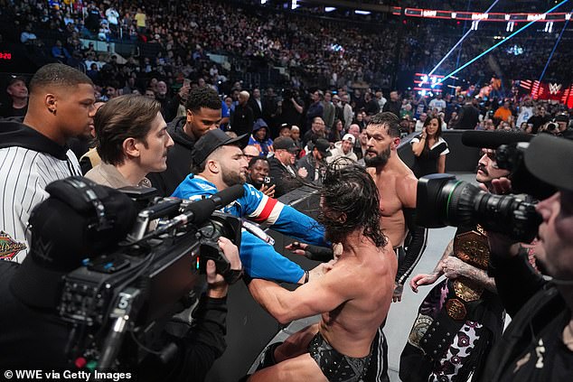 Fans questioned why the Giants star brawled with WWE wrestlers given his current injury