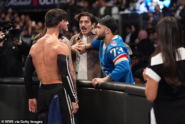 Skattebo was seated next to comedian Andrew Schulz when the brawl broke out