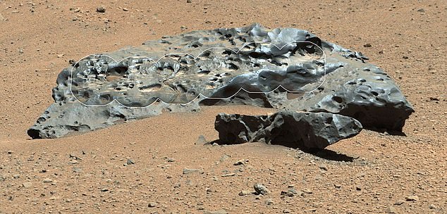 This is not the first time rovers have found iron and nickel meteorites. In 2014, the Curiosity rover found a massive 39-inch (one metre) metallic meteorite dubbed 'Lebanon' (pictured)