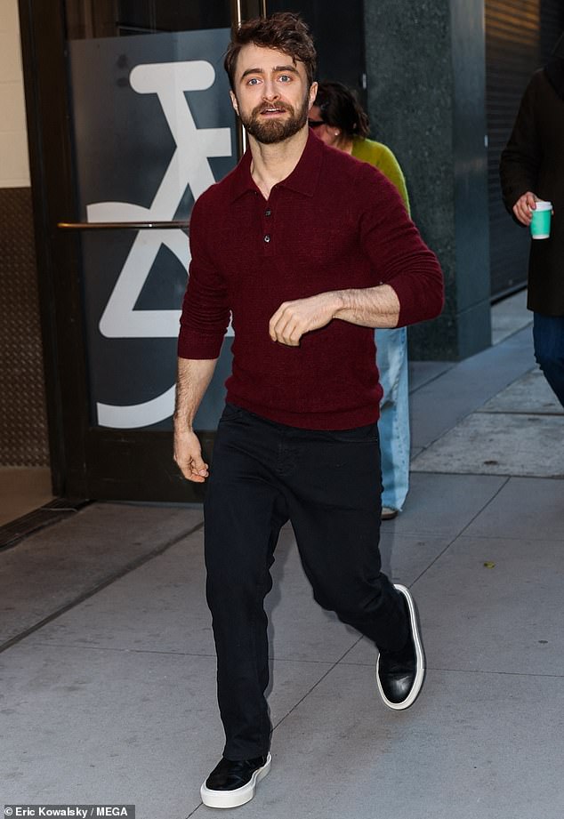 Daniel made the sweet revelation during an appearance on Good Morning America on Tuesday (pictured arriving to shoot the show in New York)