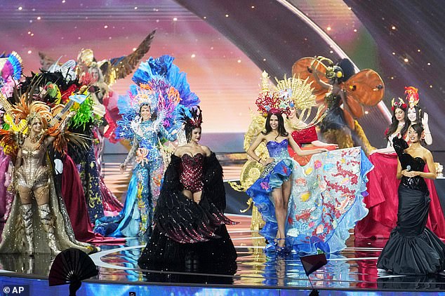 Contestants compete in the national costume competition at the Miss Universe Beauty Pageant in Nonthaburi province, Thailand, November 19, 2025