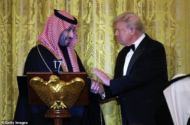 Prince Salman and Donald Trump shake hands affectionately