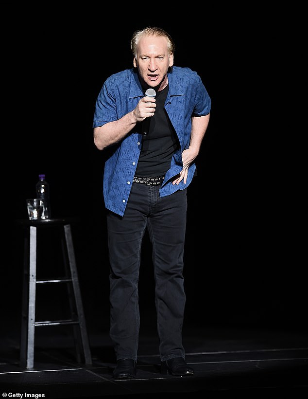 Maher pictured onstage at NYC's Madison Square Garden on November 5, 2016 - three days before President Trump's upset of Democrat Hillary Clinton in the election