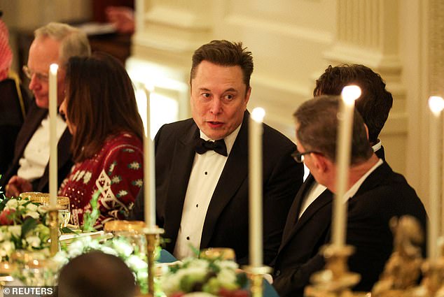 Musk returned to Washington on Monday to attend an exclusive dinner celebrating Saudi Crown Prince Mohammed bin Salman
