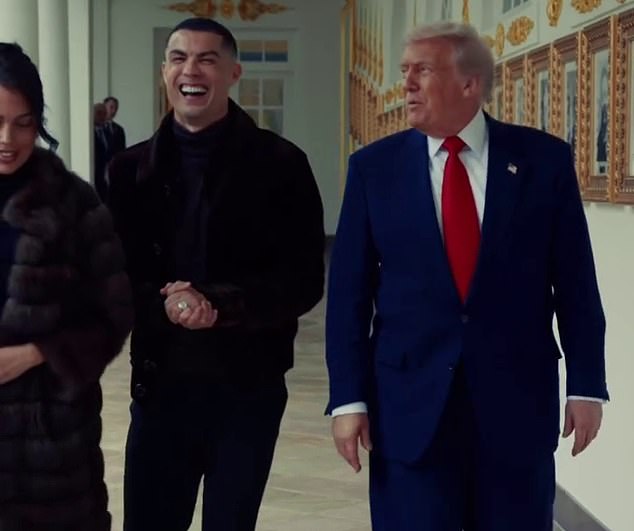 Ronaldo pictured in hysterics while strolling with Trump by the President's Walk of Fame