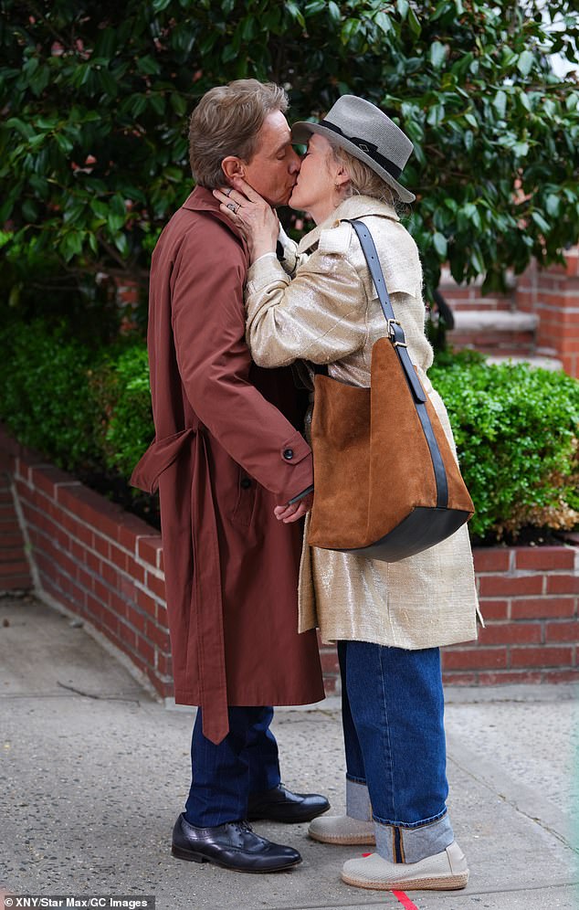 'Their friends and family, including their kids, absolutely approve of their relationship and think they're adorable together,' a source claimed (pictured on Murders in the Building  set in May)