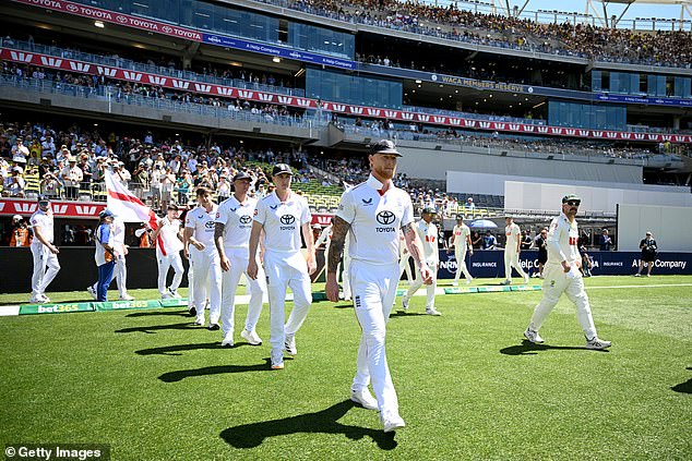 The 34-year-old (pictured leading the England team out just before the start of the first Ashes Test in Perth) is leading the Three Lions in Australia for the first time