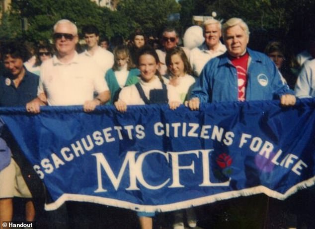 In her pro-life activist work, Pakaluk (center) served as president of Massachusetts Citizens for Life
