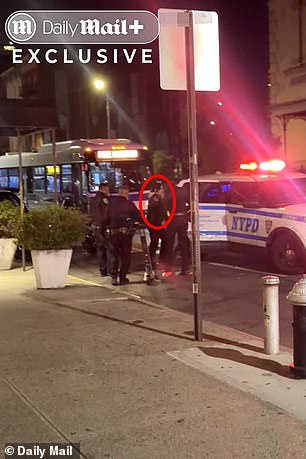 Footage shared with the Mail shows her being lead away in a squad car