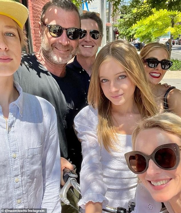 Seen with his ex Naomi Watts and their two kids Sasha and Kai as well as his new wife