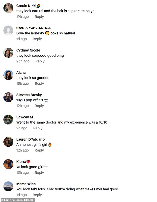 Meanwhile others gushed she looked 'so good' and 'natural' while others praised Simone for being so 'honest'