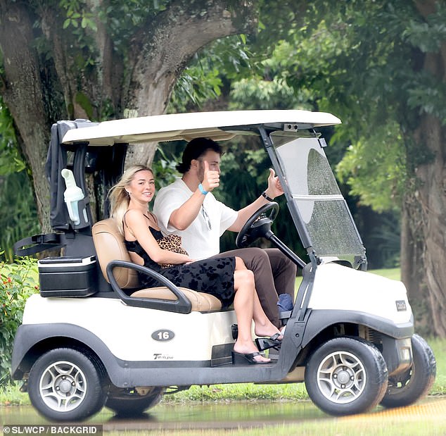 Later in the day the couple got changed and headed out for the evening on a golf cart