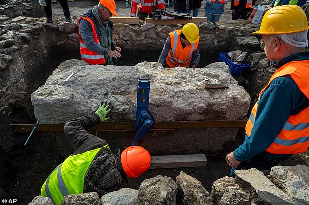 The team with the Budapest History Museum discovered the limestone coffin during a large-scale excavation in Óbuda,