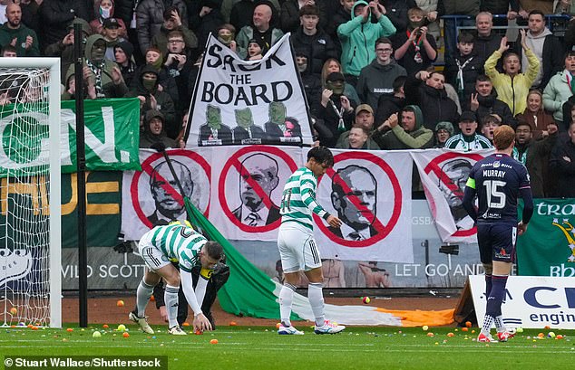 Fans have protested on the field this term, with a game at Dundee disrupted by objects thrown