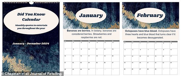 Those who received the 'Did You Know' calendar rated it more highly and were more likely to leave positive online reviews, the researchers found