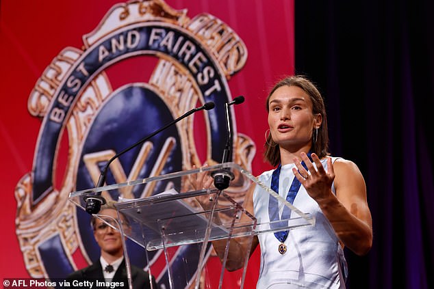 The 29-year-old ball-magnet has enjoyed an outstanding 2025 campaign, in which she was also named the AFL Coaches Association's champion player of the year