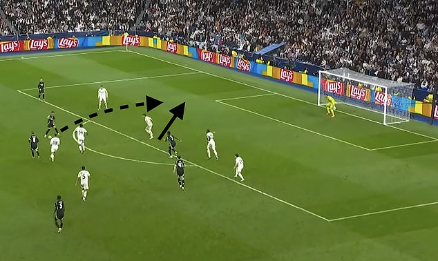 Merino's ability to drop deep and play brilliant balls to tear apart defences is nothing new - he did just that for Bukayo Saka's goal in the Gunners' 2-1 win in the Bernabeu last season