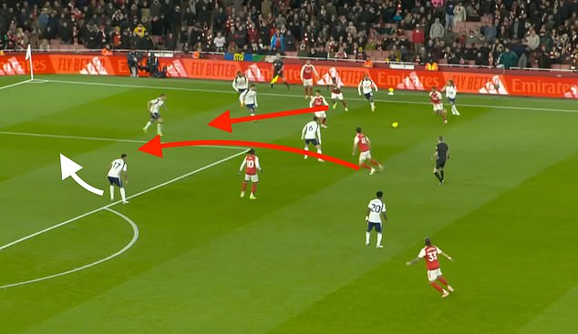 With Merino again on the touchline, this time it's Declan Rice's turn to run into the box - and as Cristian Romero follows him, Eze is unmarked to score his second