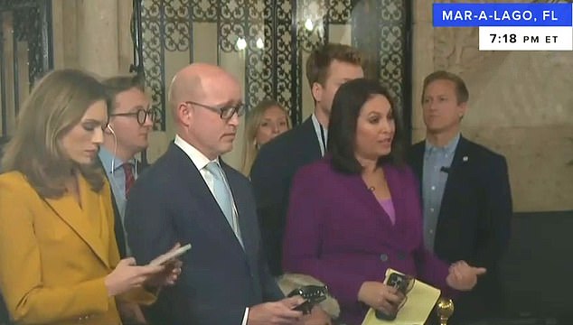 The reporter, seen in purple, managed to keep her cool despite being insulted by the president