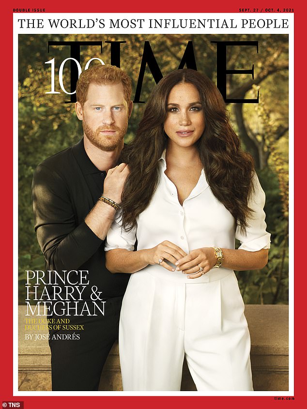 Celebrity stylists, Nina Hallworth and her sister Clare Hallworth, were careful not to let Meghan's wardrobe overpower her credentials as TIME's Most Influential when she appeared on the magazine's cover with Prince Harry in 2021