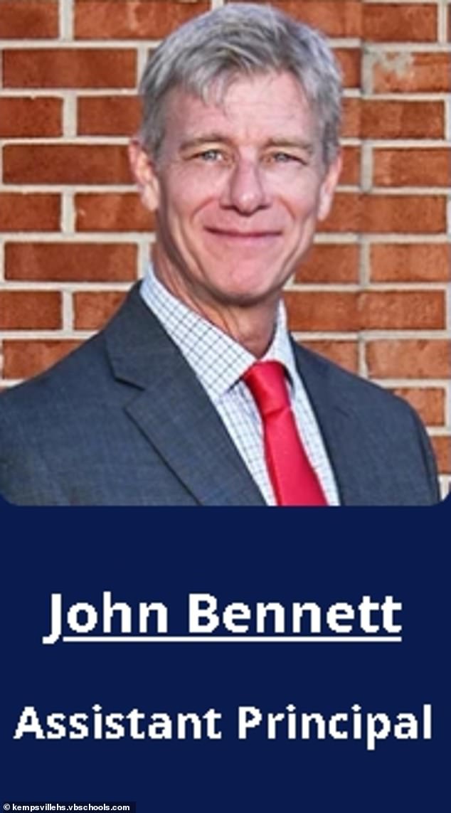Kempsville High School allegedly placed the assistant principal on leave after his arrest. he's seen in a photo on the school website