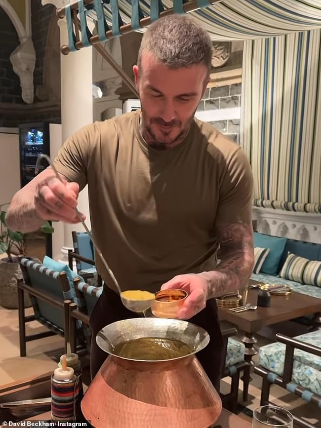 A keen cook, Beckham was also given a lesson in the preparation of Dal Ki Chaat, a high-protein Indian street food snack during his latest public appearance in the country