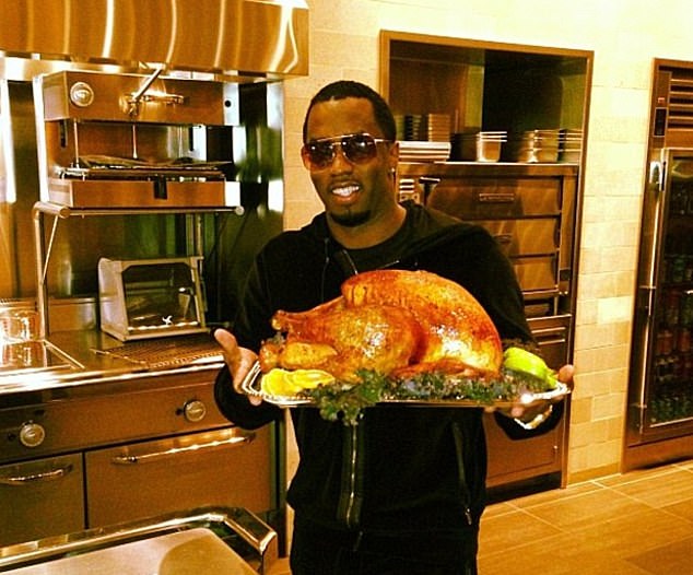 The disgraced hip-hop mogul, know for throwing star-studded parties, had to settle for less glamorous meal this year, with his menu including bran flakes, deli meat and sandwiches