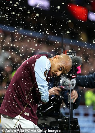 Aston Villa forward Donyell Malen was struck with a missile from the away fans after scoring