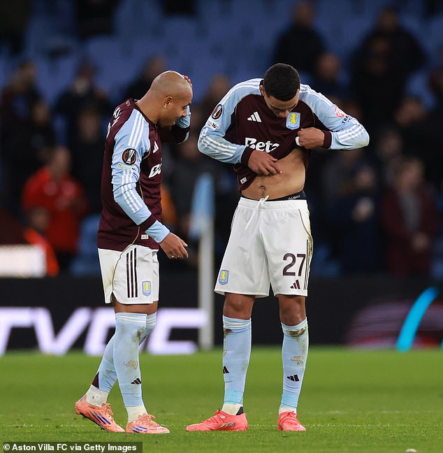 After the final whistle, Malen and team-mate Morgan Rogers compared projectile wounds