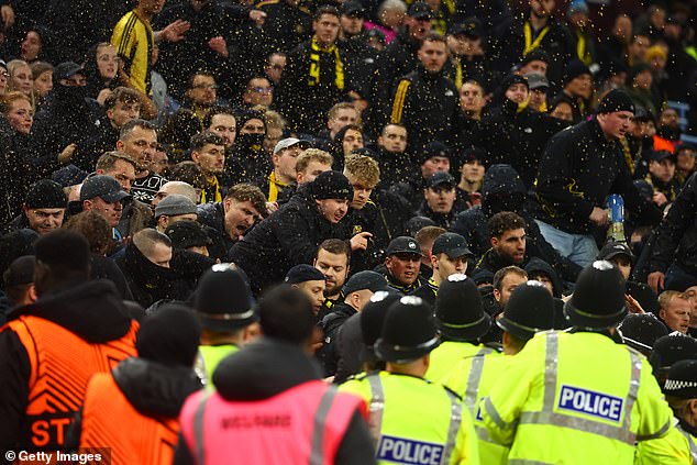 The Young Boys fans continued to cause trouble throughout the first-half before it abated