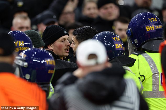 Riot police were on duty in Birmingham in preparation for trouble from the 1,200 supporters