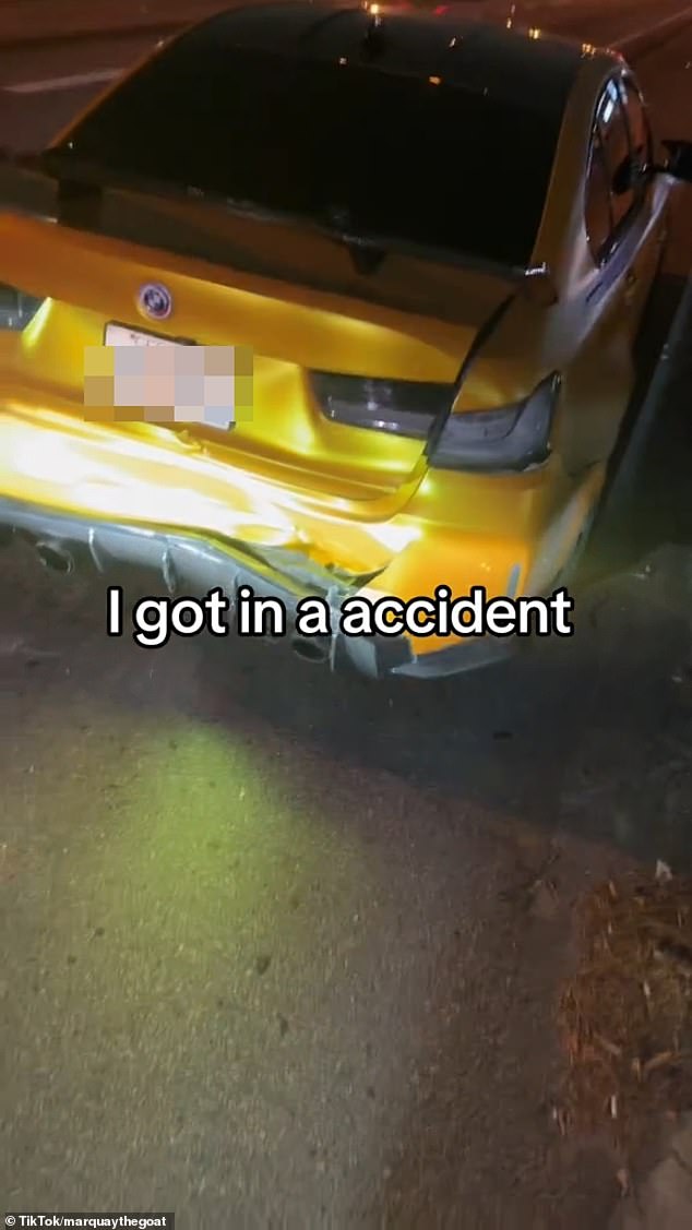 'I can't make this up. A Tesla literally just ran into the back of my car and my head is literally killing me right now... this is insane,' he said.