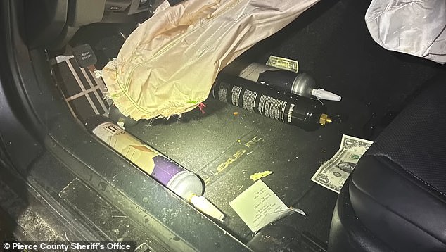 The woman was allegedly repeatedly found with nitrous oxide canisters in her car - which are then broken to release nitrous oxide gas that users inhale to get high