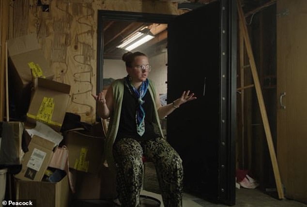 Rex Heuermann's daughter Victoria Heuermann sits inside the basement of the family home where her father allegedly killed his victims
