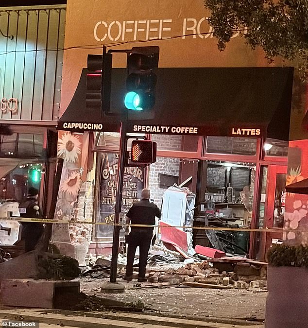 The store was closed and unoccupied at the time of the crash, with the driver the only occupant of the vehicle