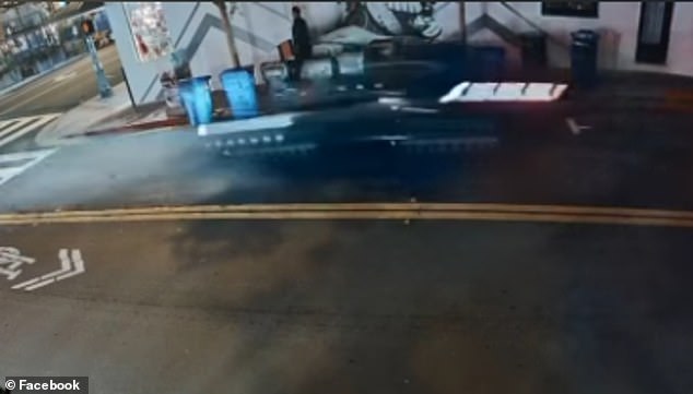 The driver is traveling so quickly that the surveillance camera struggles to even picture the vehicle