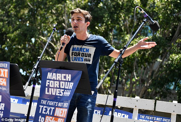 Kasky, speaks March For Our Lives II to protest against gun violence on June 11, 2022 in Los Angeles