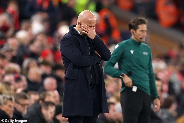 Liverpool boss Arne Slot is under pressure after his side were beaten 4-1 by PSV last night