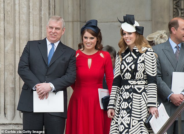 Princess Beatrice, pictured with her father, Andrew Mountbatten-Windsor, and sister, Princess Eugenie, is under fire for what some are call a cynical PR stunt
