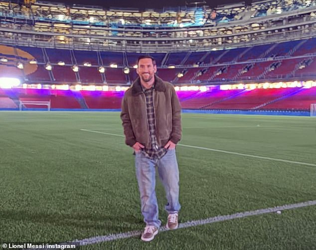 Lionel Messi sparked speculation of a return to Barcelona as he posted pictures of himself back at the Camp Nou on Monday