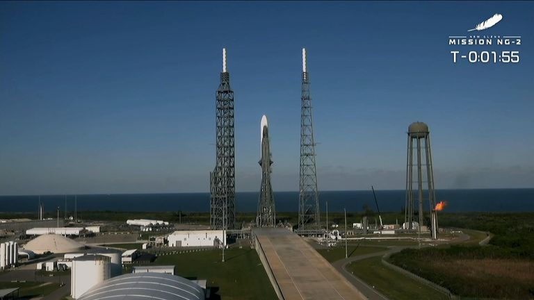 On the launchpad, ready for liftoff. Pic: Blue Origin