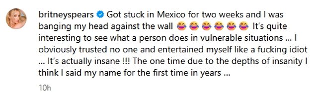 The singer, 43, was taking a hiatus after reportedly reaching 'breaking point' and her Instagram page temporarily vanished for a few days