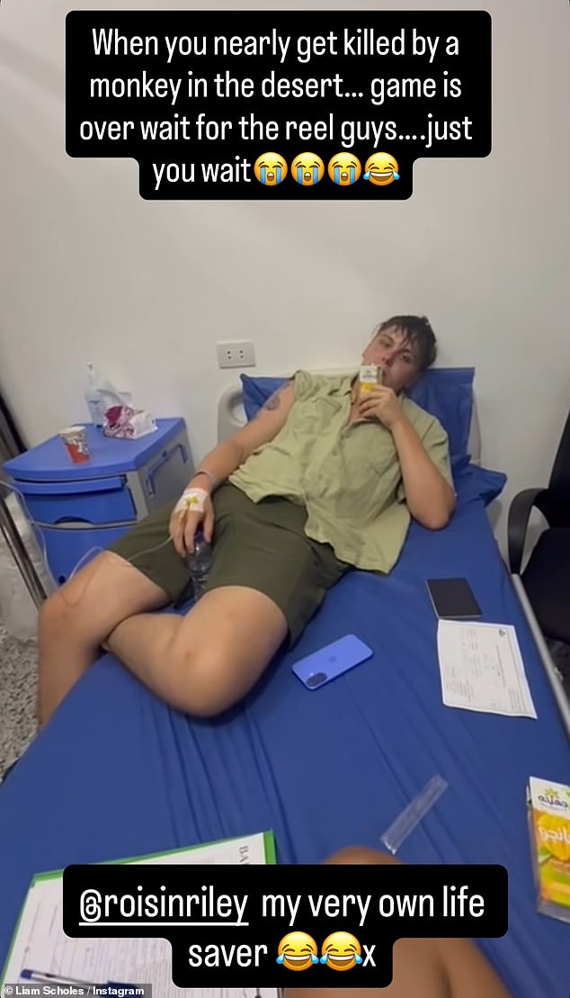 Coronation Street star Liam Scholes, 22, was rushed to hospital on Wednesday after being attacked by a monkey while on holiday