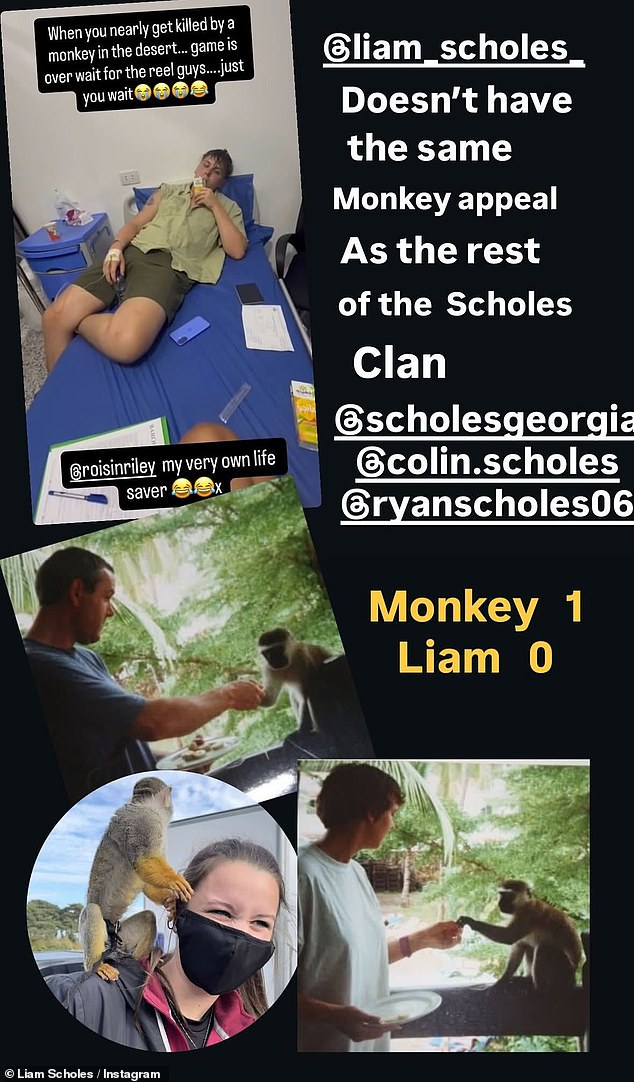 In another update to his Story, he later included an update from his mother Nicola, which included snaps of the rest of his family meeting the monkeys