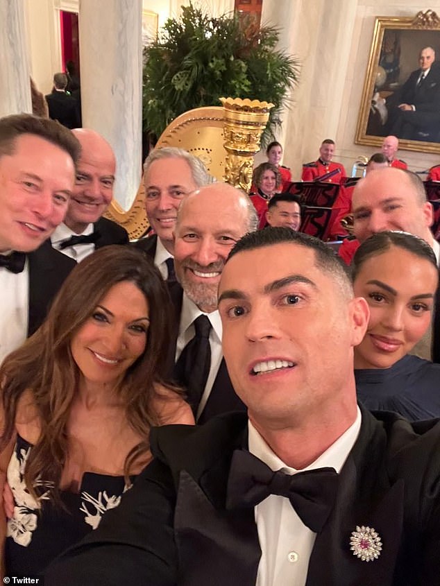 Cristiano Ronaldo took a selfie alongside Elon Musk and many powerful figures in Washington