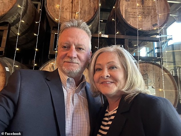 Jeff Tobolski, 61, a former Cook County commissioner and mayor of McCook, died just months before he was set to begin a four-year prison sentence for corruption (Pictured: Jeff Tobolski with his wife, Cathleen)