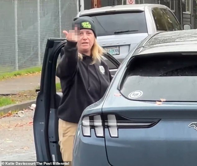 Kylie Forslund, 36, was seen flipping off ICE agents, blasting her car horn and mocking Homeland Security Secretary Kristi Noem last Thursday before as she allegedly led federal authorities on a chase through north Portland