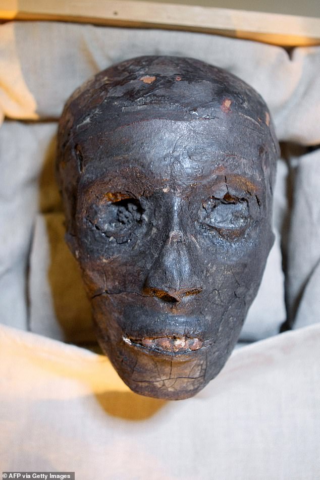 A picture of Pharaoh Tutankhamun's mummy taken in 2007. The Egyptian king's head was severed by excavators who unearthed his tomb in 1925